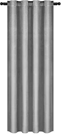 WOLTU Samtvorhänge, für Schlafzimmer Wohnzimmer, Verdunklungsvorhang mit Kräuselband Thermogardine, 300 g/m² Schwere Samtige, 140 x 245 cm, Mittelgrau