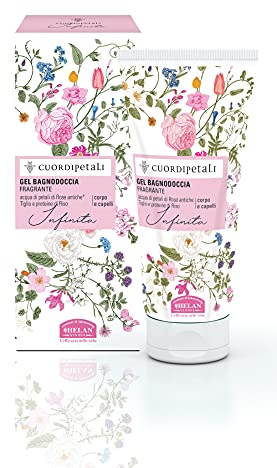 Helan, Cuor di Petali, Shampoo e Bagnoschiuma Naturale e Delicato per Corpo e Capelli, Docciaschiuma Gel Profumato con Petali di Rose, Tiglio e Proteine di Riso - Bagno Schiuma 200 ml - Made in Italy