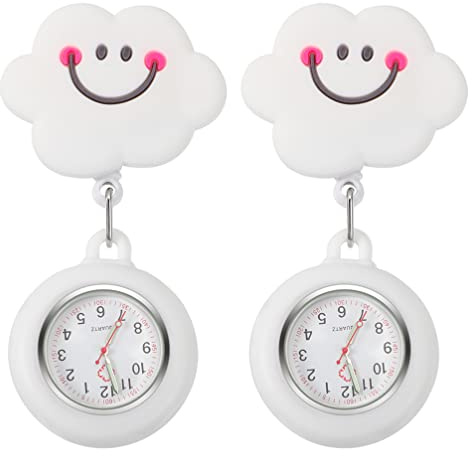 iplusmile Armbanduhr Einziehbare - Niedliche Schwesternuhr - Tragbar mit Glow Pointer und Clip Ansteckuhr Fob für Mädchen 2 Pcs