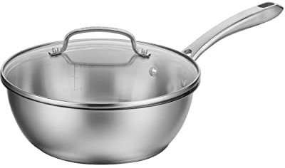 Cuisinart Sauce Pan with Lid, 3 Quart Chef's Pan, Stainless Steel, 8335-24