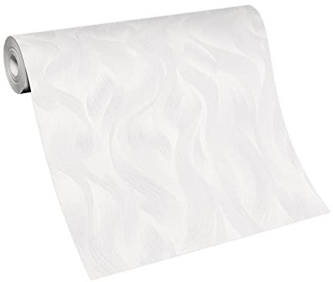 Weiße Vliestapete elegant | Vlies Mustertapete in Weiß ideal für Schlafzimmer und Badezimmer | Helle Tapete mit Muster schlicht