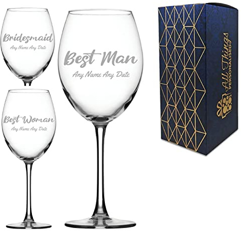 Enoteca Weinglas mit persönlicher Gravur für Hochzeitsgäste, Trauzeugin, Trauzeugin, Brautjungfer, jeder Text, 540 ml, Schriftart
