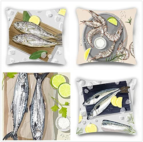 Tinnoon Kissenbezug 45x45cm 4er SetBoho Wohnzimmer Outdoor Deko, Schlafzimmer Zimmer Dekor Kissenhülle Kissenbezüge mit Verstecktem Reißverschluss, Couchkissen, Sofakissen Weinachten Meeresbewohner