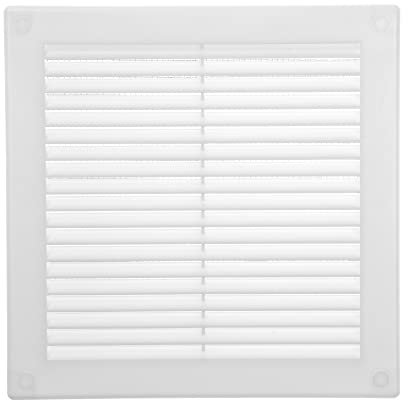 Vent Systems 150 x 150 mm Weiß Lüftungsabdeckung – Flache, Quadratische Lüftungsschlitze – Integrierter Fliegengitter – HVAC-Lüftungsöffnungen für Badezimmer, Heimbüro - Lüftungsgitter/Abdeckung