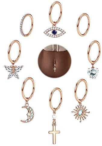 Kakonia Knorpelohrstecker Ohrstecker für Frauen Männer Edelstahl CZ Labret Helix Piercing Tragus Ohrstecker rosegold 10MM