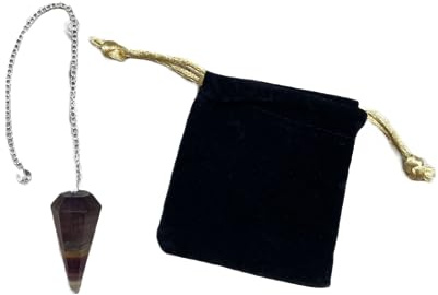 Péndulo piedra natural Multi fluorita, Péndulo de Cristal, Péndulo de Cristal Hexagonal Vintage para Radiestesia, péndulo Chakra Reiki Adivinación Meditación Wicca