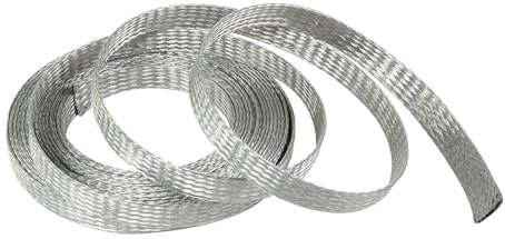 FOURUB Tinned Copper Braided Sleeves for Cover Wire,Expandable Mesh Braided Wires Grounding Straps Shielding Audio Cables (1/2-12FT)
