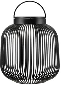 blomus LITO LED-Laterne M | Schwarz | Eisen | Ø 28 x 30 cm | 3 Lichtfarben | Per Touch dimmbar | Mobiler Akkubetrieb | Spritzwassergeschützt nach IP54
