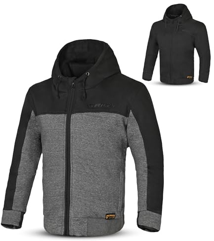 MAXIMO-MOTO R-TECH Motorcycle Hoodie CE Level 2 Armoured Motorbike Jacket Men’s Protective Biker Riding Gear Kevlar Reinforced Fleece Motorbike Clothing Casual Urban Rider Jacket