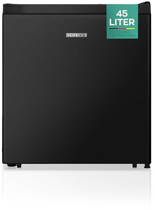HEINRICHS Getränkekühlschrank 45L klein kompakt leise: 39db mit Kühlfach Mini-Bar; Tisch-Kühlschrank; Mini Kühlschrank mit separatem Kühlfach; geeignet für Büro Camping Garten Outdoor (Schwarz)