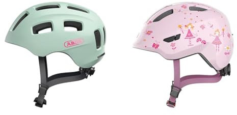 ABUS Fahrradhelm Youn-I 2.0 - mit Licht für Kinder, Jugendliche und Junge Erwachsene & Unisex Fahrradhelm, Rosa (Rose Princess), M (50-55 cm)