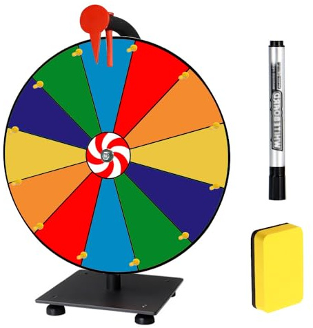 Roue de la Fortune, TGKYK 30cm La Roue de la Fortune avec Gomme et Marqueur, 12 Sections Roue de La Chance, Roue Jeu, Roue de Loterie pour Jeux de Loterie, Fête de Carnaval, des Ventes