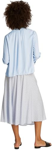 Tommy Hilfiger Donna Blusa Soft Viscose con Scollo a V, Blu (Breezy Blue), 48