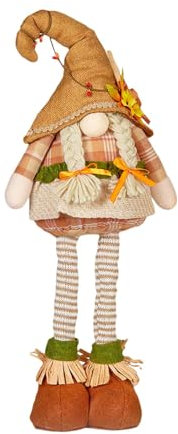 GkgWuxf GNOME mit ausziehbaren Beinen, Herbstdeko Wichtel mit Ausziehbaren Beinen, Herbstgnom im Stehen, Stehende Zwerge zum Erntedankfest, 50cm Autumn Dekoration Plüsch Figuren