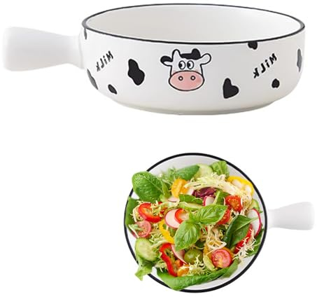 Soppskål med handtag, frukostskålar, keramisk soppgryta för müsli/pasta, 600 ml soppkoppar, salladsskål, frukostskål, pastaskål, diskmaskinssäkra mikrovågsugnar och ugnssäker (koh)