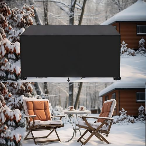 AJALGZ Housse de Protection pour Table de Jardin 180x100x80cm/LxWxH Housse Exterieure Mobilier Jardin, Housses de Meubles avec Boucle de Verrouillage Bâche Salon de Jardin pour Table Chaise - Noir