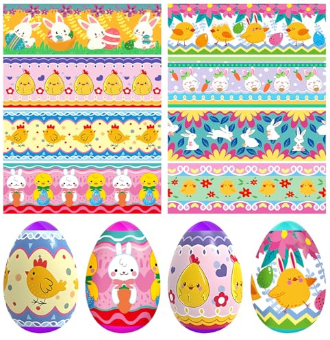 40Pcs Easter Egg Decorating Kit, Easter Egg Decorations Easter Decorations Heat Shrink Wrap Sleeve, Easter Egg Wrappers for Decorating Colourful Easter Eggs for Decorating Easter Egg Shrink Wraps