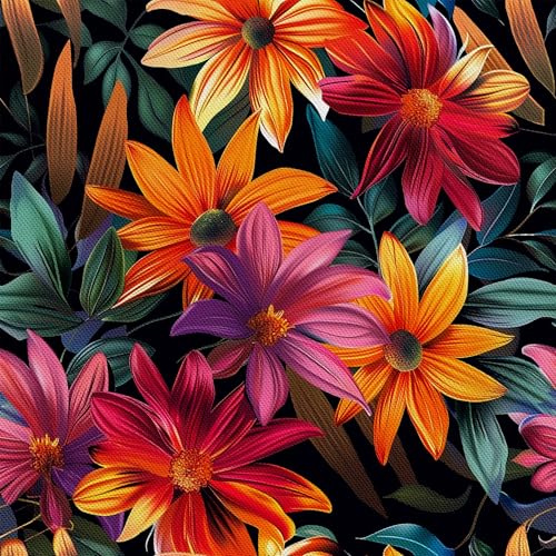 HEKO PANELS Stoff Oxford wasserdicht, Blumen, 1 Meter 155 x 100 cm | Dekostoffe zum Nähen und Handwerken, blickdichte Möbelstoffe, Nähstoffe DIY, als Meterware erhältlich