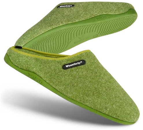 Komfort tofflor kvinnor män – halkfria tofflor för inomhus och utomhus – unisex varma tofflor av ull, Olivgrön, 36 EU
