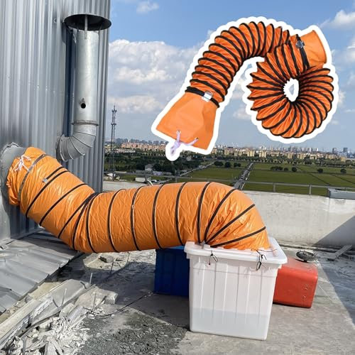 Kanalschlauch Tragbarer Entlüftungsschlauch für Ventilatoren, Flexibler PVC-Kanalschlauch mit Stahldrahtrahmen, Industrieller Abluftschlauch für Werkstatt/ Gewächshaus/ Garage(Dia-160mm (6.3),3m(9.8f