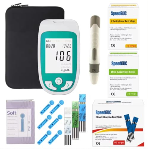 3 en 1 kit de probador de sangre, medidor de azúcar en sangre multifunción, medidor de colesterol y ácido úrico, velocidad de medición rápida, puede almacenar 300 conjuntos de datos, adecuados para us