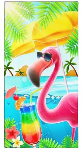YISUMEI Coole Flamingos Strandtuch XXL 180x90cm - Schnelltrocknendes Mikrofaserhandtuch mit Tasche, Saugstark Sandfrei - Leichtes Reisehandtuch für Strand, Pool