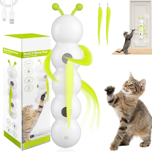 Dandin Wusel Wurm Katzen Spielzeug, Interaktives Katzenspielzeug Selbstbeschäftigung, Smart Motion Haustierspielzeug mit Wurmdesign, Wand & Fenster Montiert Katzenspielzeug für kleine mittelgroße