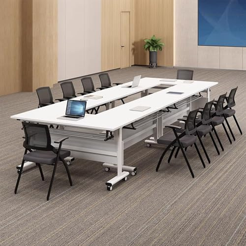 Baodiale Klappbarer Konferenztisch, ausziehbarer, klappbarer Konferenztisch, mobiler Büroschreibtisch mit Rollen, anpassbare Länge, Schulung für Sitzungssäle, Sitzungen und Teamzusammenarbeit