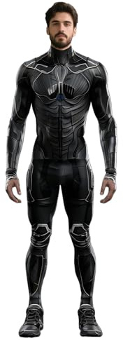 Koongso Costume da supereroe per adulti, da uomo e da donna, stampa 3D, armatura robot, body a maniche lunghe a maniche lunghe, tuta da combattimento per feste di Halloween