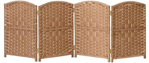 Paravento pieghevole corto a 4/5/6 pannelli, divisorio indipendente in rattan, elegante separatore per camera da letto, bambù naturale, 80 x 40 cm, soluzione perfetta per la decorazione della casa