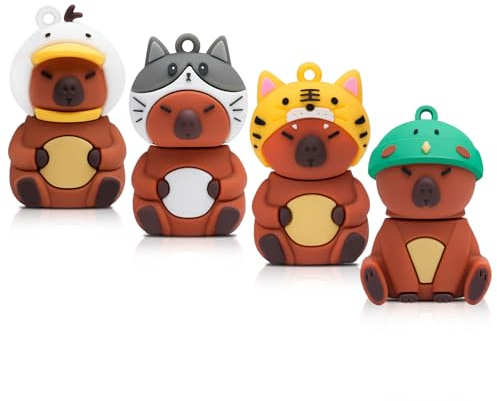 BORLTER CLAMP USB Stick 4Pcs 32GB Cute Flash Drive Capybara Animal Memory Stick Novelty Flash Drive Pendrive Thumb Drive Gift for Students and Children