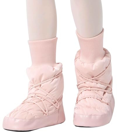 Daydance Shiny Pink Big Girls Ballet Warm up Booties Dance Shoes Slippers Indoor