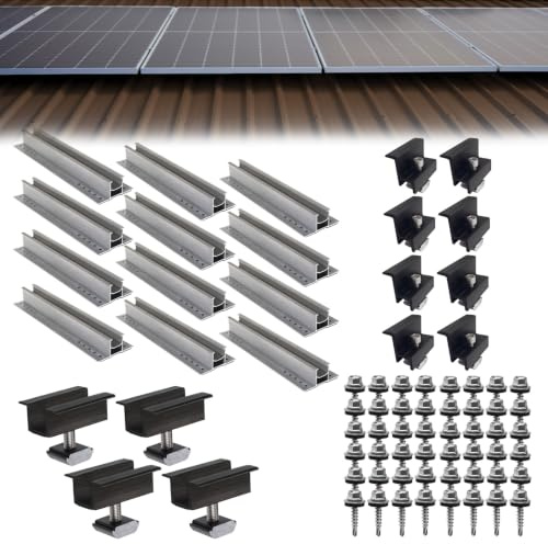 Becker Tech Photovoltaik Trapezblechdach Montageset für 4 Module | Privatkunden Steuersatz 0% | Befestigung Trapezblech Solarmodul Halterung PV Montagesystem Aluminium, Modulanordnung:Vertikal