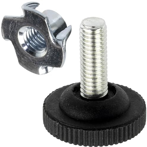 AERZETIX - Juego de 4 patas niveladoras regulables para muebles M8 + 4 tuercas en garra de golpe M8x11 accesorios de nivelación y ajuste de altura para mueble de madera
