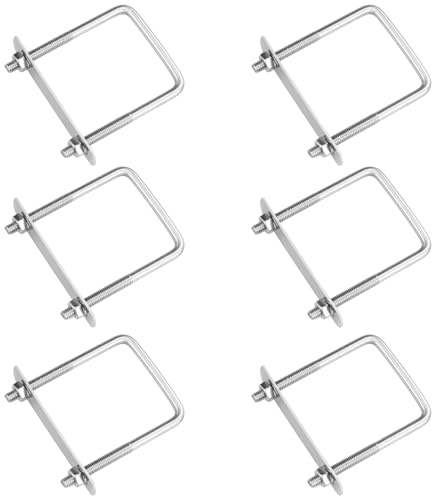 6 Cuadrados U Pernos M6, pernos en U, perno cuadrado, perno en U con marco de tuerca y contraplaca, tornillo de acero inoxidable 304 para remolcar coches y reparación (ángulo recto 80 x 50 mm)