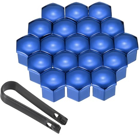 PATIKIL 21mm Tappi Gomme Auto, 20Pz Tappo Valvola Pneumatici Copridadi per Ruote Universali con Pinze per Vari Modelli di Auto Moto Camion SUV ATV, Blu