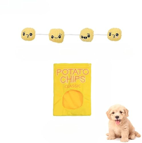 Plush Dog Toy Snack Bag Set With Hidden Treats Interactive Chew Resistant Double Squeaker And Crinkle Sound For Play And Dental Care (V1)
