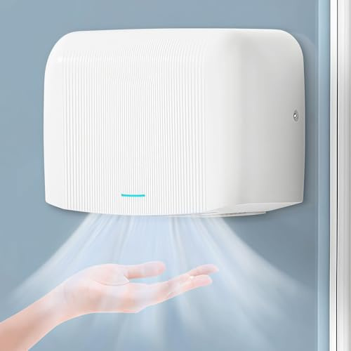 BESTXH Asciugamani Elettrico A Induzione Completamente Automatico, Asciugamani Elettrico per Cellulari per Uso Professionale da Bagno, Aria Forte E Asciugatura Rapida,Bianca