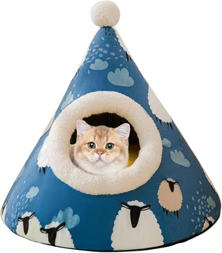 BANTASE Cat Cave, Bed, Washable Sleeping Place For Cats, Cute Plush Pet Head Pillow, House, Cushion(C,Medium)