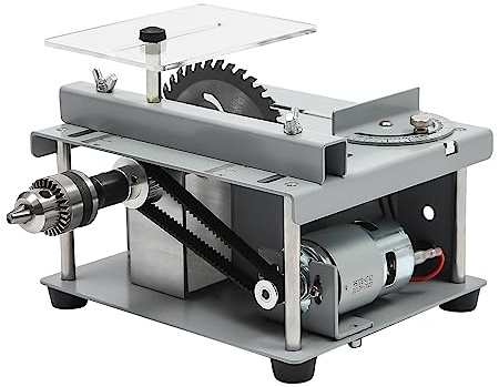 Bordscirkelsåg bordssåg, 96 W mini 7-växlad bordssåg 10 000 rpm 110 mm träbearbetning bänk såg, 0–90° justerbar gör-det-själv skärverktyg skärdjup 3,5 cm, 220 V