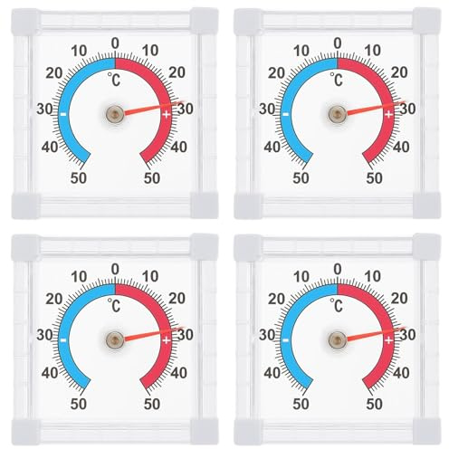 4 Pack Outdoor Thermometer, Weatherproof Outdoor Thermometers, Window Thermometer for Garden, Outside Thermometer for Accurate Temperature Reading, Suitable for Window and Outdoor Enthusiasts 