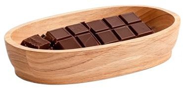 Cuenco para servir en forma de, diseño de bajo mantenimiento, 24 x 4,5 cm, bandeja de postre de madera rústica, plato para servir ensalada de frutas, uso diario funcional, para sándwiches