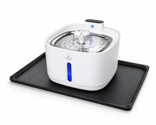 SilentFlow PurePet Katzenbrunnen kabellos 3,2 L mit Bewegungsmelder | 4000 mAh Akku, 4-Fach-Filter, leise Pumpe unter 32 dB