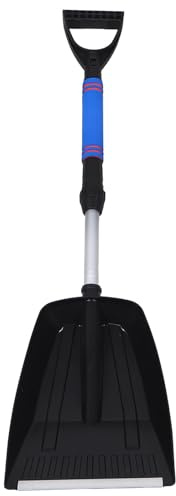 FUNOMOCYA Pala da Neve Telescopica Staccabile con Impugnatura Ergonomica Blu, Raschia-neve Portatile per Veicoli Suv e Camion, Strumento Multifunzione per Rimozione Ghiaccio e Neve
