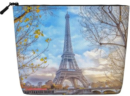 Eiffel Tower Patterned Single Layer Cosmetic Bag, Travel Toiletry Bag, Suitable for Business Trips and Daily use.