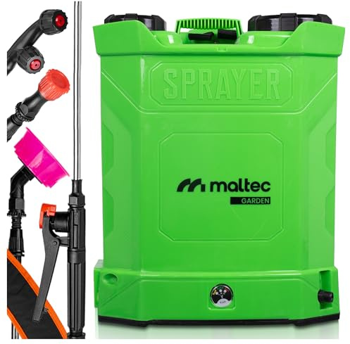 Drucksprüher Garten mit Verstellbarer Düse 20L Sprühgerät Pflanzenspritze Akku-Rückenspritze elektrischer Drucksprüher 5 bar, inklusive 12V Li-Ion Akku, 96cm Lanze & 5 Düsen, für Garten & Unkraut