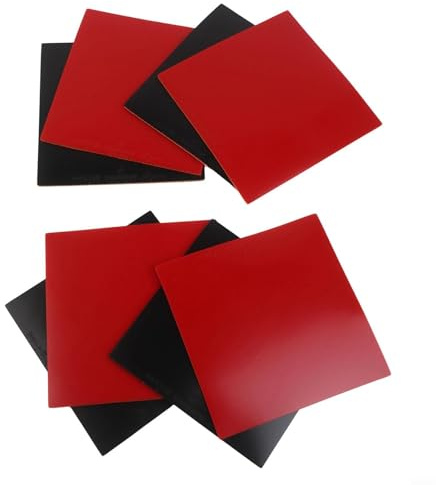 Glomc Set di 4 paia di gomme da ping pong in gomma con spugna dura, 2,2 mm di spessore per un gioco veloce, set di ricambio per ping pong rosso e nero