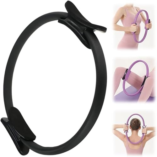 ZVD Ring Pilates, Cerchio Pilates, Cerchi per Pilates, Anello Flessibile Resistente con Maniglie Imbottite, Facile da Riporre, Doppio Manico per Circle Pilates, Yoga Gym Fitness Allenamento (Nero)