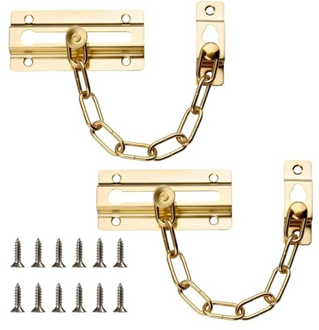 2 PCS Door Chain Lock, Door Security Chain for Front Door, Enhanced Door Safety Chain with Robust Construction, Suitable for Various Door Types and Home Security Applications