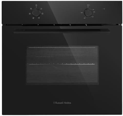 Russell Hobbs Built-in Multifunctional Electric Fan-Assisted Oven 70L in Black with 10 Functions, Double-Glazed Door, A Energy Rating, Grill Function, LED Clock & Timer, Easy-Clean Interior, RHEO7011B